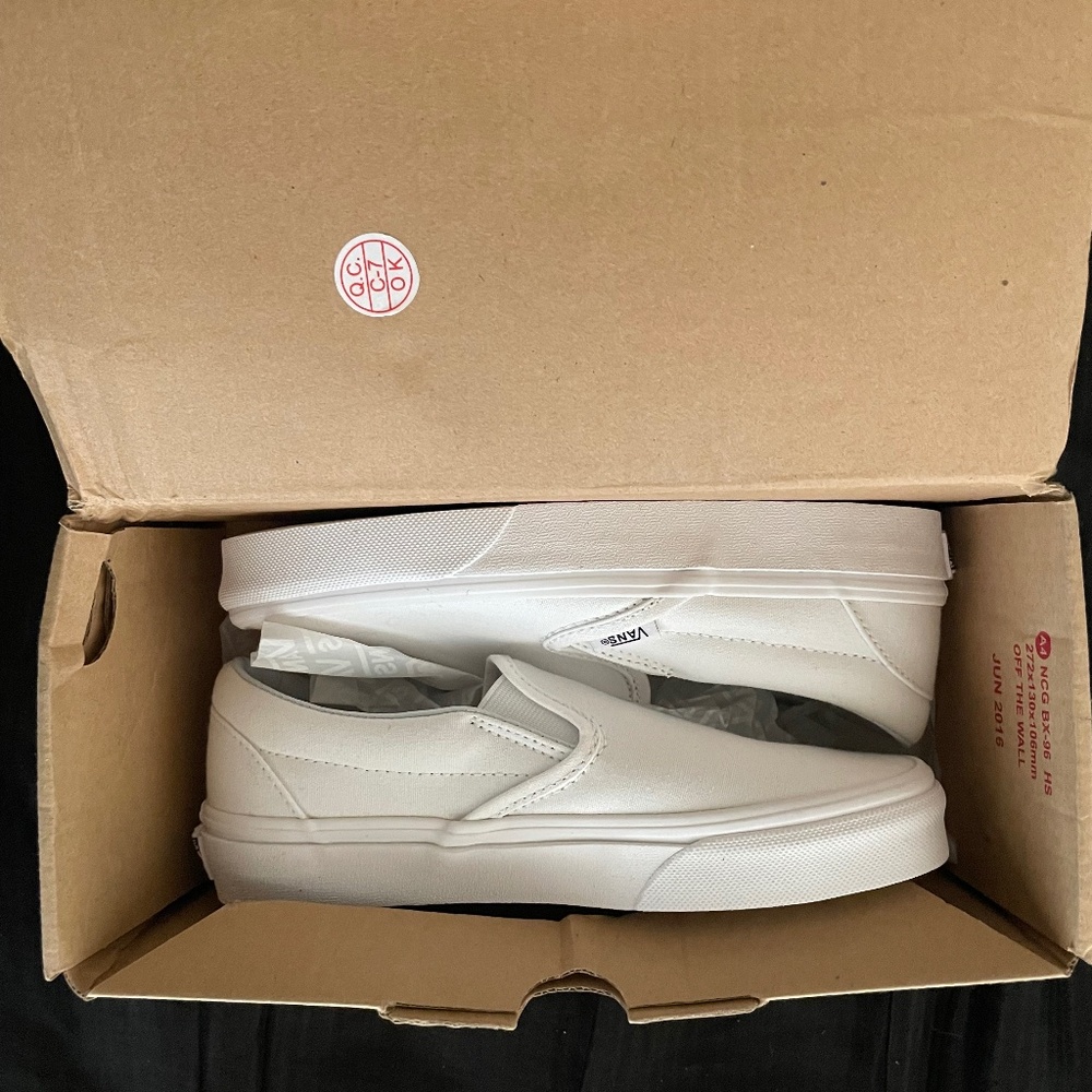 White Slip On Vans
